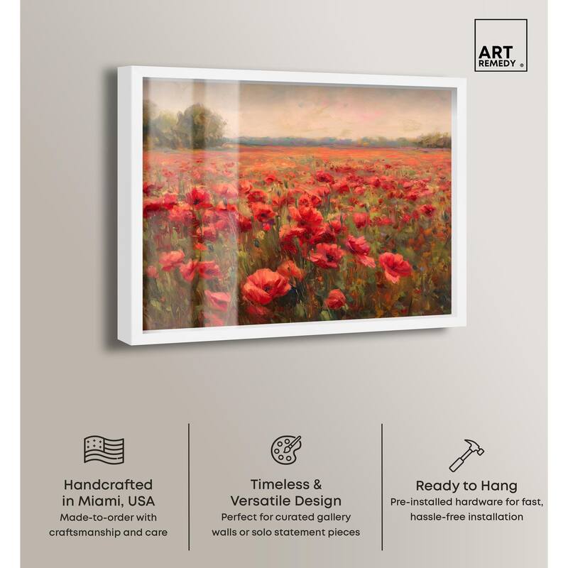 Sea of Red Poppies II Shadowbox by Art Remedy