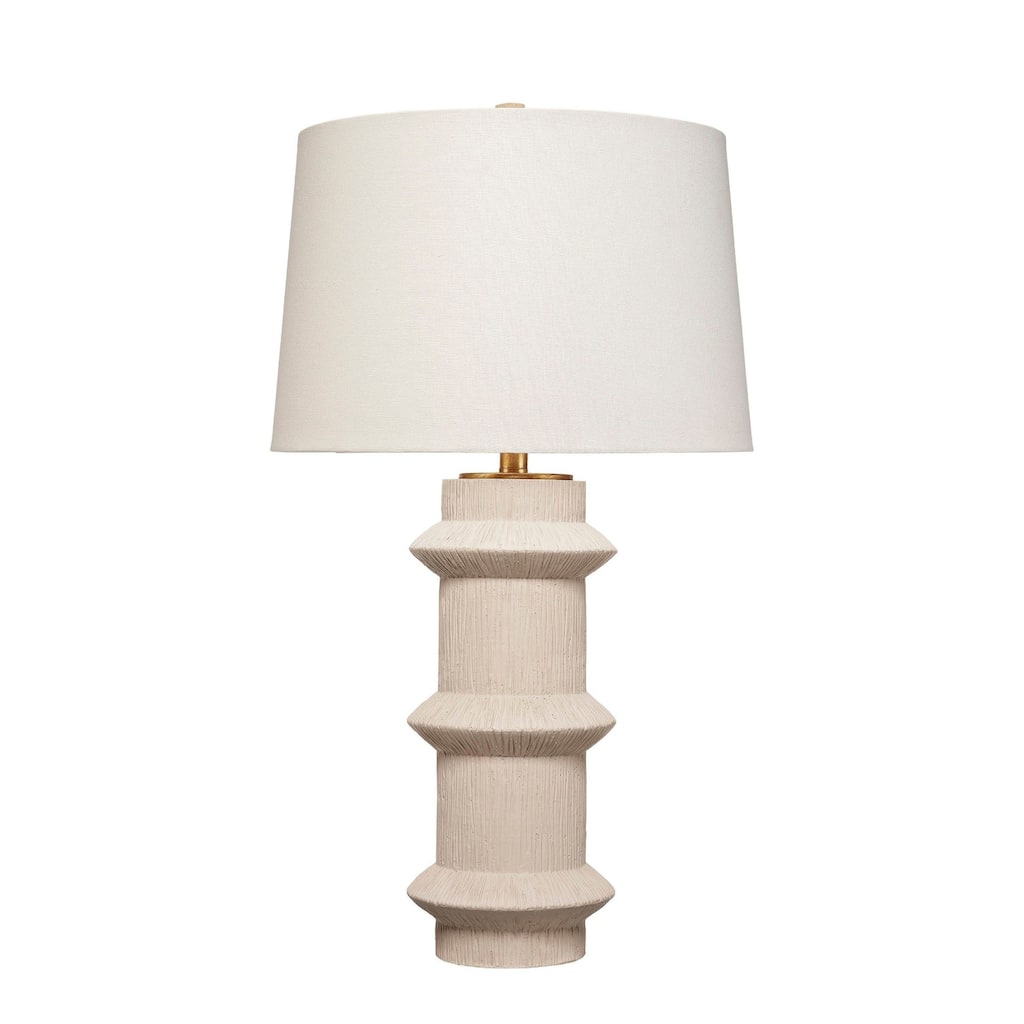 Disy Accent Table Lamp, Linen, Turned Sculptural Polyresin 30 Inch