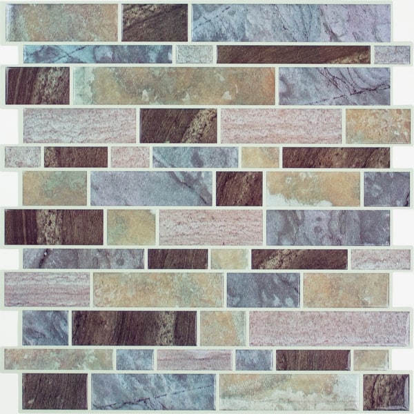 RoomMates Blue Long Stone Tile Peel and Stick Backsplash