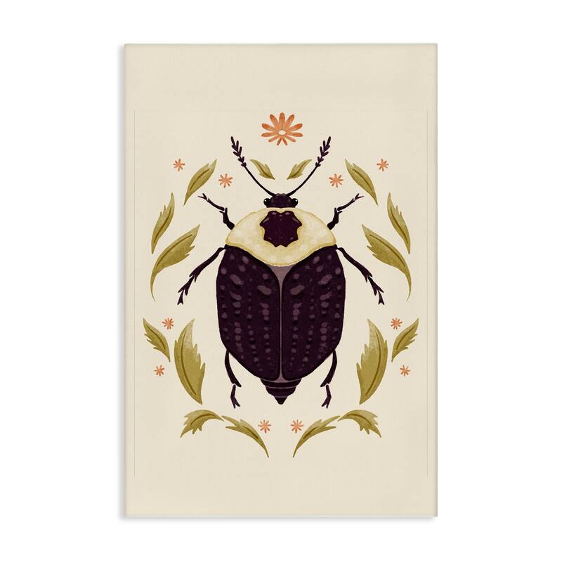 Stupell Black Beetle with Leaves Canvas Wall Art Design By Hannah Moren - 30 x 45