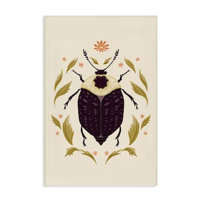 Stupell Black Beetle with Leaves Canvas Wall Art Design By Hannah Moren