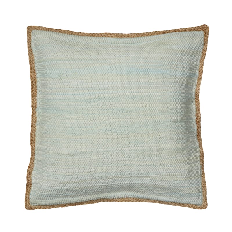 Sevita Relai Coastal Solid Blue/Tan Hand-Woven Indoor Throw Pillow - Polyester