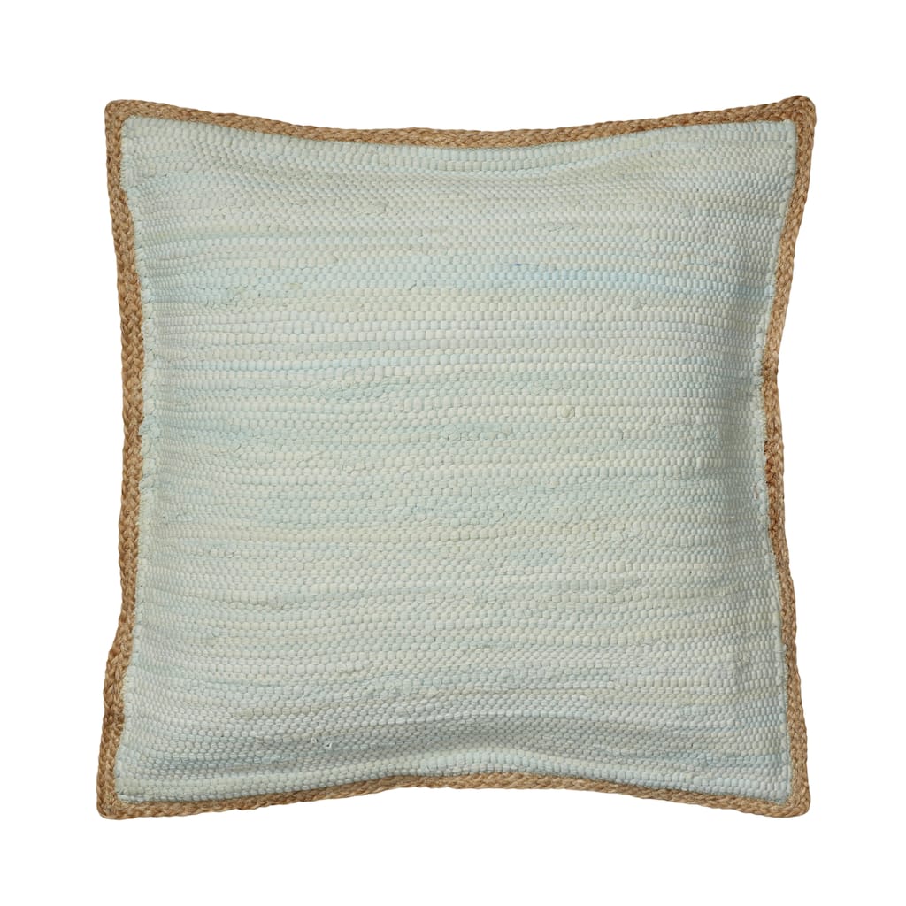 Sevita Relai Coastal Solid Blue/Tan Hand-Woven Indoor Throw Pillow
