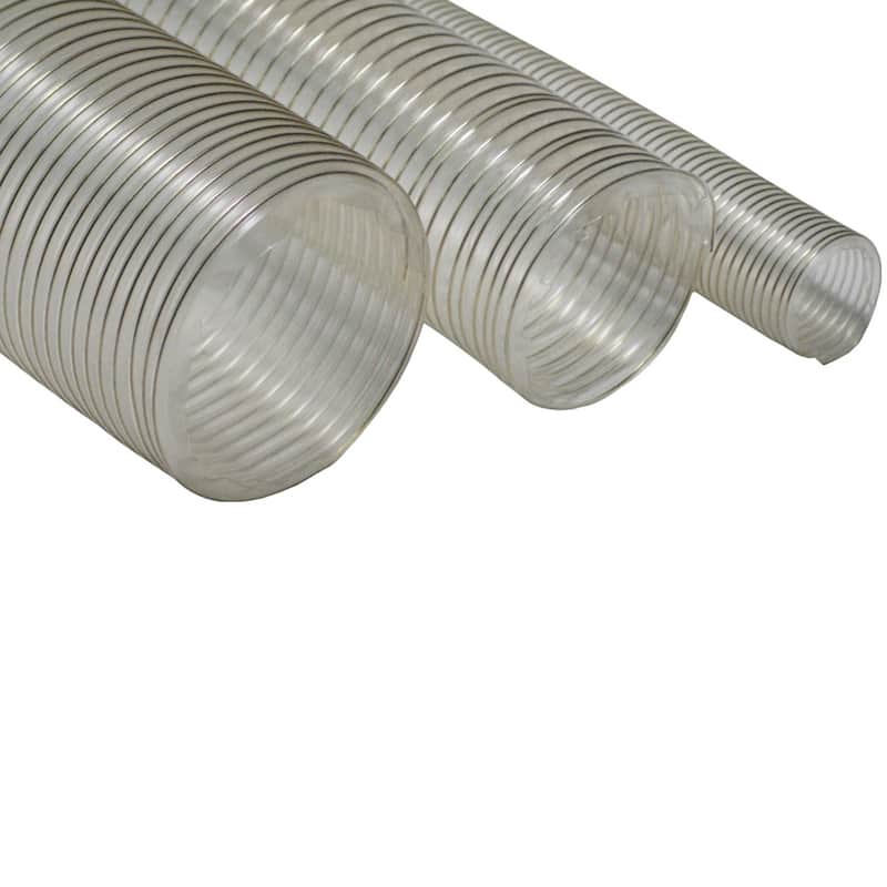 Rubber-Cal "PVC Flexduct" (Light Duty) Clear - Vent Hose - 1.25" ID x 12.5ft Length Hose (Fully Stretched) - 1.25" ID x 12.5'