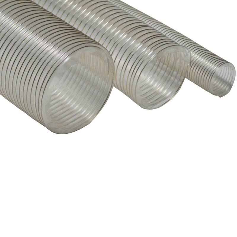Rubber-Cal "PVC Flexduct" (Light Duty) Clear - Vent Hose - 1.25" ID x 25ft Length Hose (Fully Stretched) - 1.25" ID x 25'