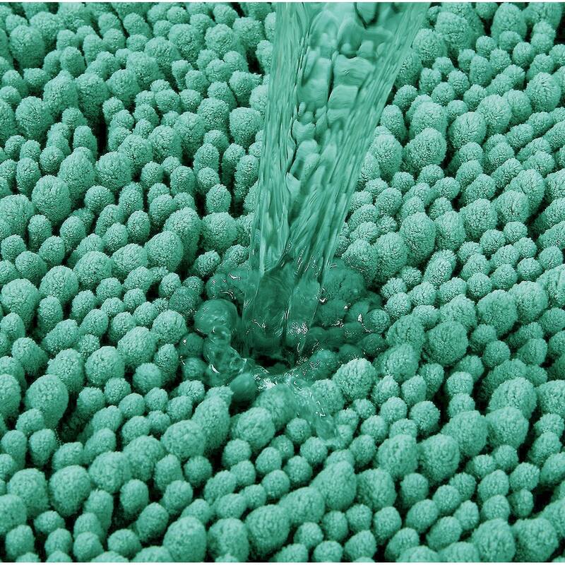 2 Piece Set Turquoise Soft Cozy Plush Chenille Bath Mat Bathroom Rug