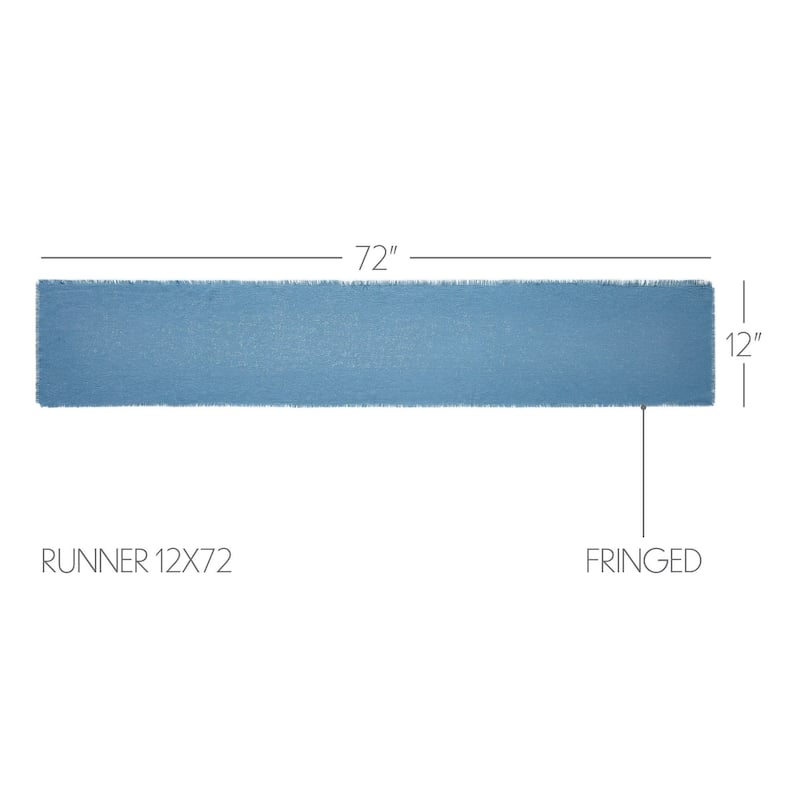 Burlap Blue Runner Fringed