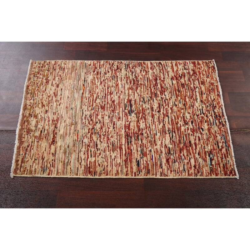 Contemporary Gabbeh Kashkoli Oriental Wool Area Rug Handmade Carpet - 2'7" x 4'0"