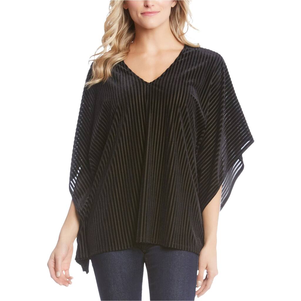 Karen Kane Womens Velvet Striped Kimono Top Blouse,, Black, X-Small