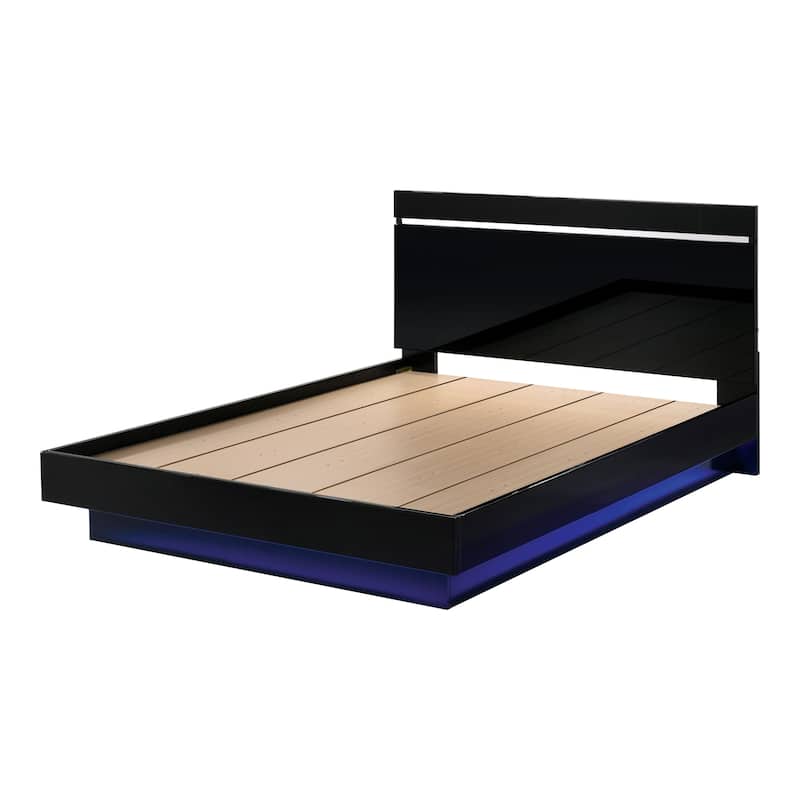 Benvolio Contemporary Black Wood LED 6-Piece Panel Bedroom Set with USB Port by Furniture of America