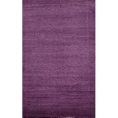 Hand Knotted Oriental 100% Wool Carpet Modern Solid Purples Gabbeh Area Rug - 9' 2'' X 6' 1''
