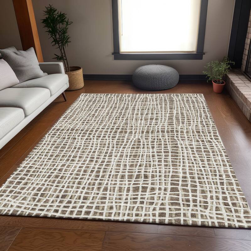Machine Washable Indoor/ Outdoor Chantille Modern Abstract Rug