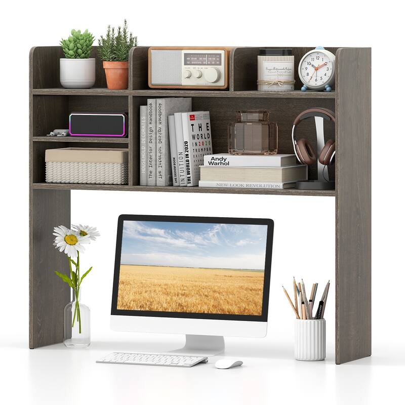 Gymax 3-Tier Desktop Bookshelf w/ 6 Shelves Desk Organizer for