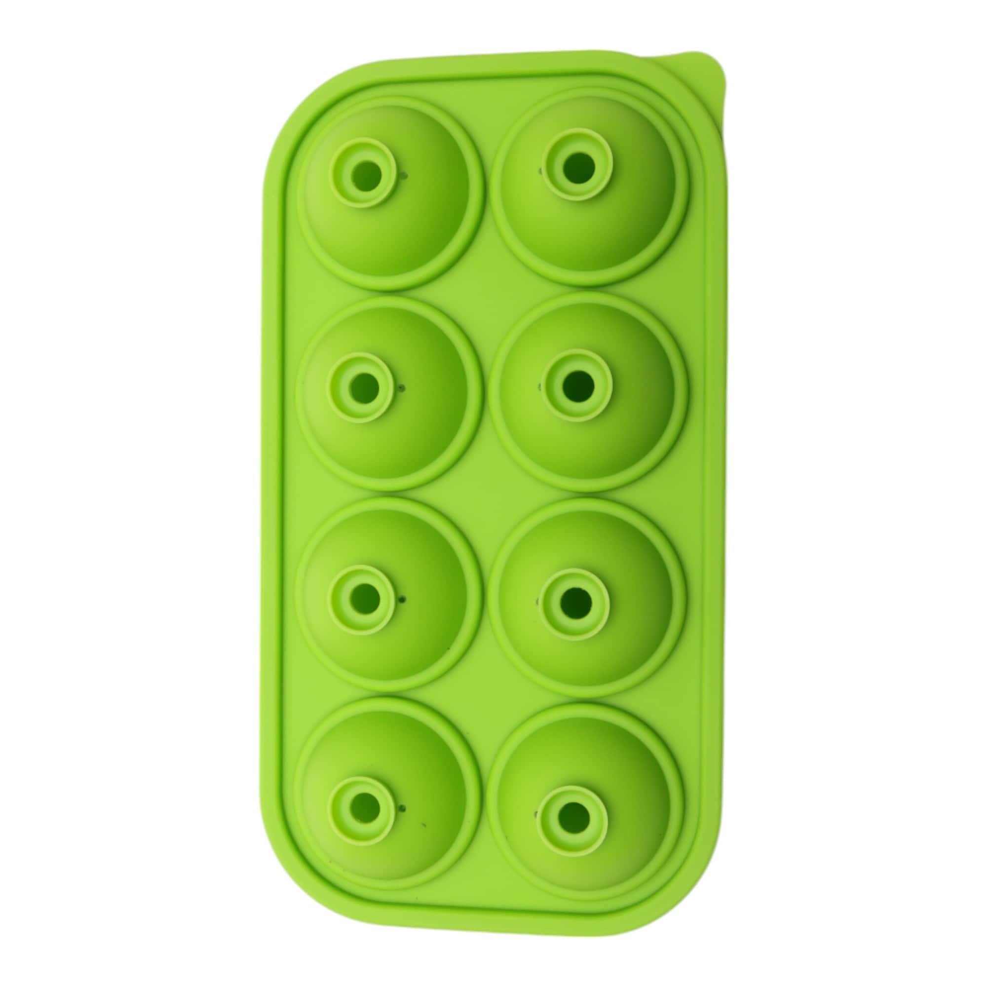 1 Pcs Ice Tray 8-Cavity Sphere Ice Mould with Lid Round Hand Wash Only Silicone Green 22.5x12x4.8cm