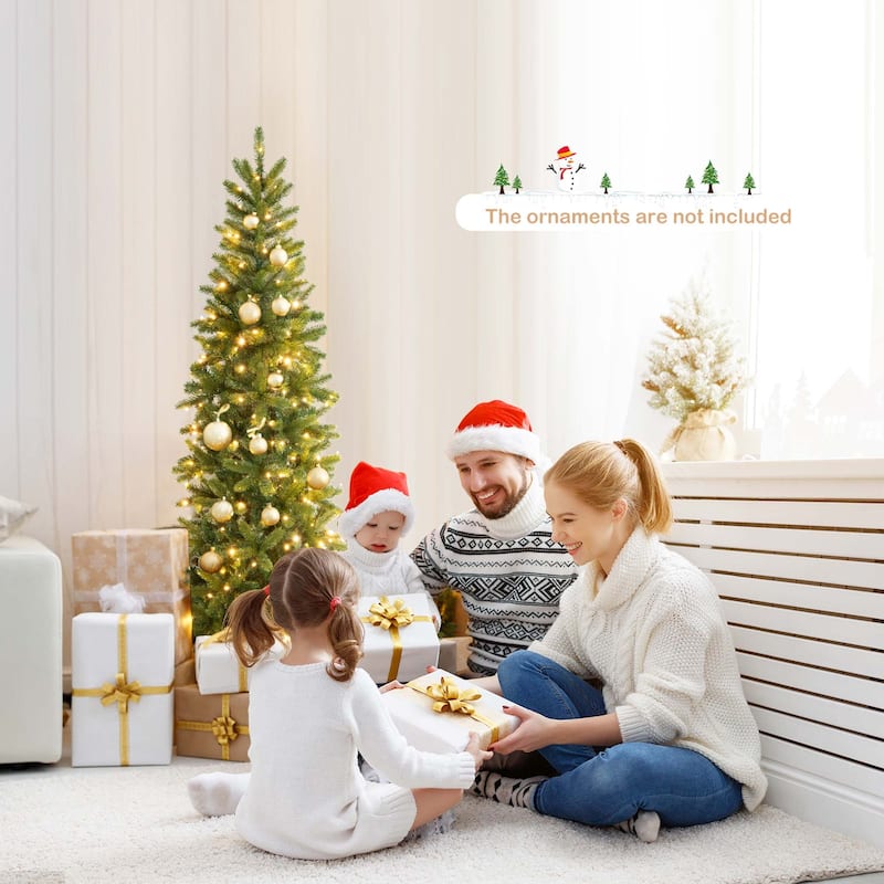 5FT Pre-Lit Hinged Artificial Christmas Tree with 390 Tips &180 Lights