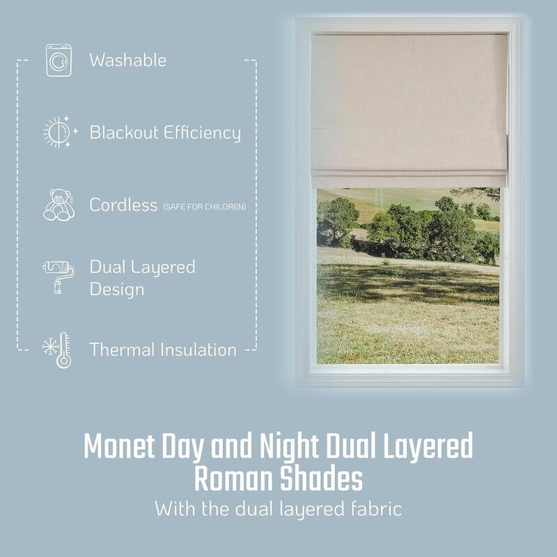 Day & Night Cordless Roman Blind with Blackout & Sheer-Dual Layer Window Shade