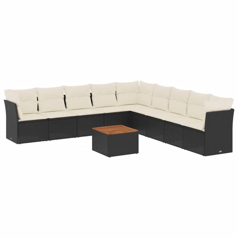 vidaXL Garden Sofa Set Black, Cream - 24.4 x 24.4 x 27.2