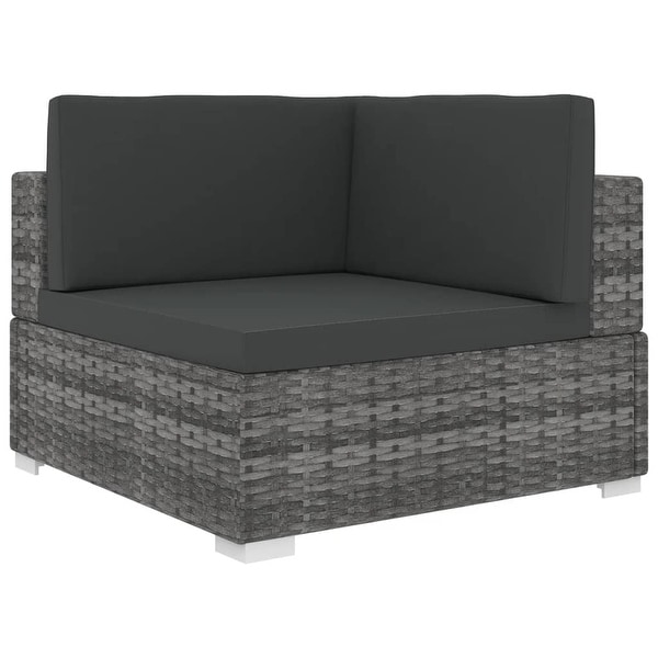 vidaXL Sectional Corner Chair with Cushions Poly Rattan Gray. Opens flyout.