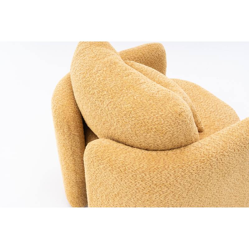 Chenille Round Corner Accent Chairs with Ergonomic Support and Tool-Free Assembly