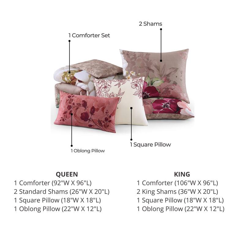 Bebejan Florence 100% Cotton Sateen 5 Piece Reversible Comforter Set