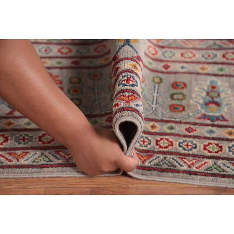 All-Over Kazak Area Rug Handmade Wool Carpet - 9'7" x 13'1"