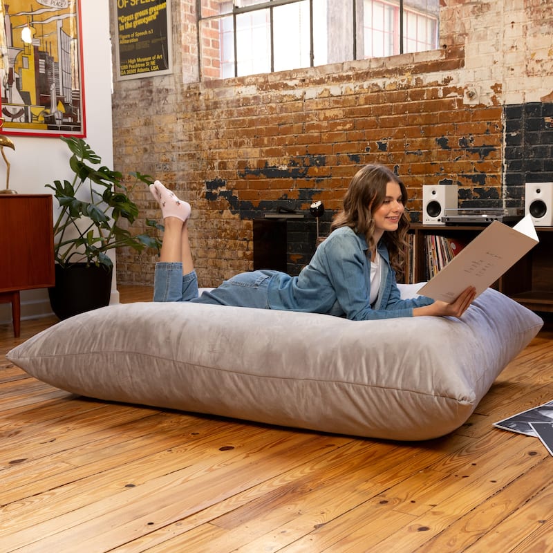 Jaxx 5.5' Huge Bean Bag Floor Pillow and Lounger for Adults - Microsuede - Platinum