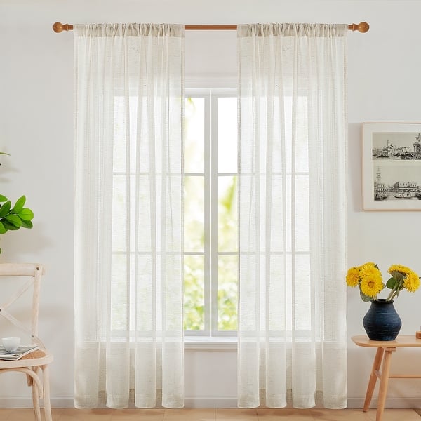 Deconovo Linen Sheer Rod Pocket Curtains