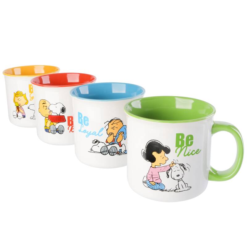 Peanuts Be Happy 4 Pack 21 OZ Mugs - Multi-Color
