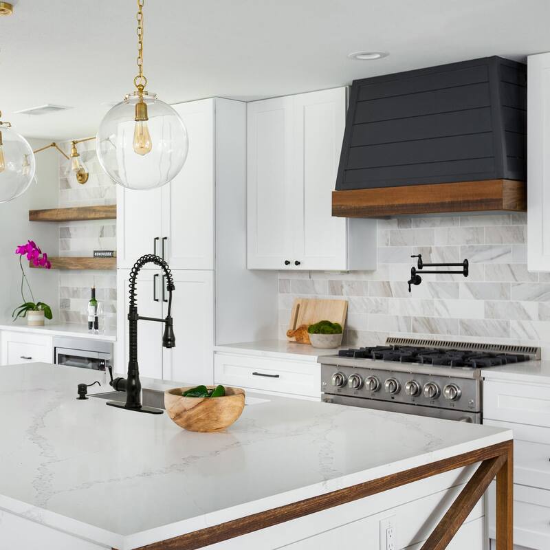 Pre-Rinse Spring Kitchen Faucet, Single Level with Pull Down Sprayer