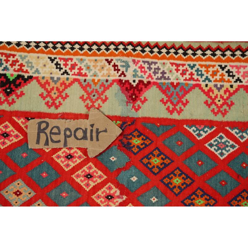 Pre-1900 Antique Vegetable Dye Kilim Persian Runner Rug - 3'2"x 17'1"