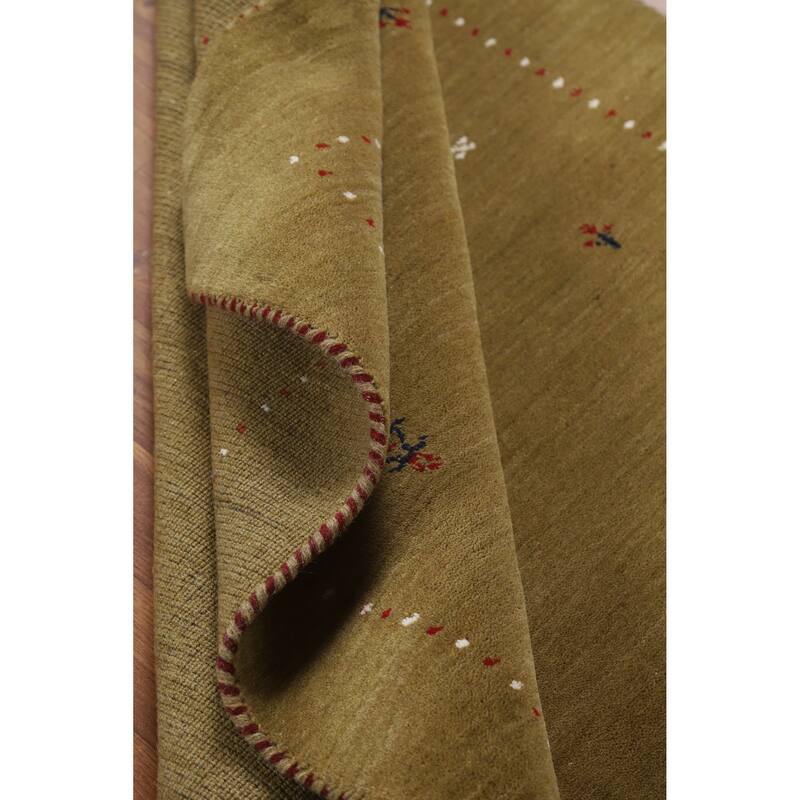 Hand Knotted Oriental 100% Wool Carpet Tribal Tribal Green Gabbeh Area Rug - 5' 11'' X 3' 11''