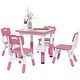 preview thumbnail 1 of 18, Height Adjustable 5 Piece Toddler Table and Chair Set with Storage Box, Easy to Wipe Activity Table with 4 Chairs Pink