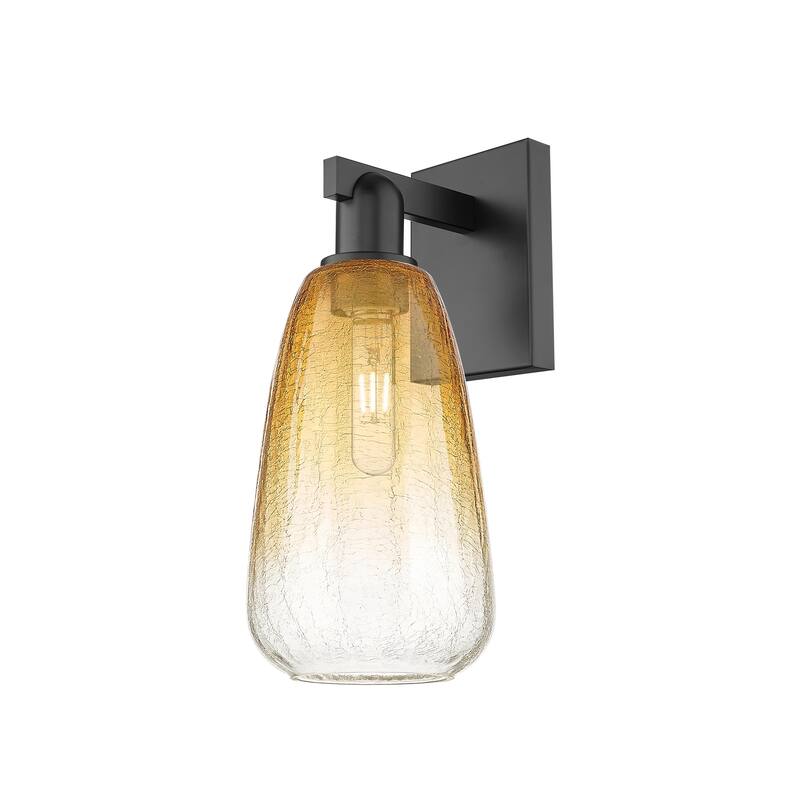 Innovations Lighting Downtown Urban - Brookhaven Almond - 1 Light 6" Wall-mounted Sconce - Matte Black/Amber