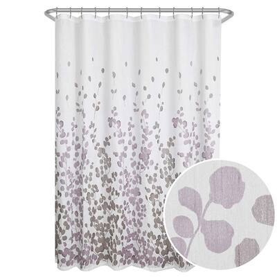 Sylvia Printed Faux Silk Fabric Shower Curtain, Purple