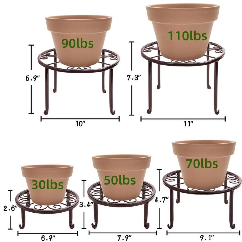 Metal Plant Stand 5 Pack Plant Stands - 11.1 x 11.06 x 7.2 inches