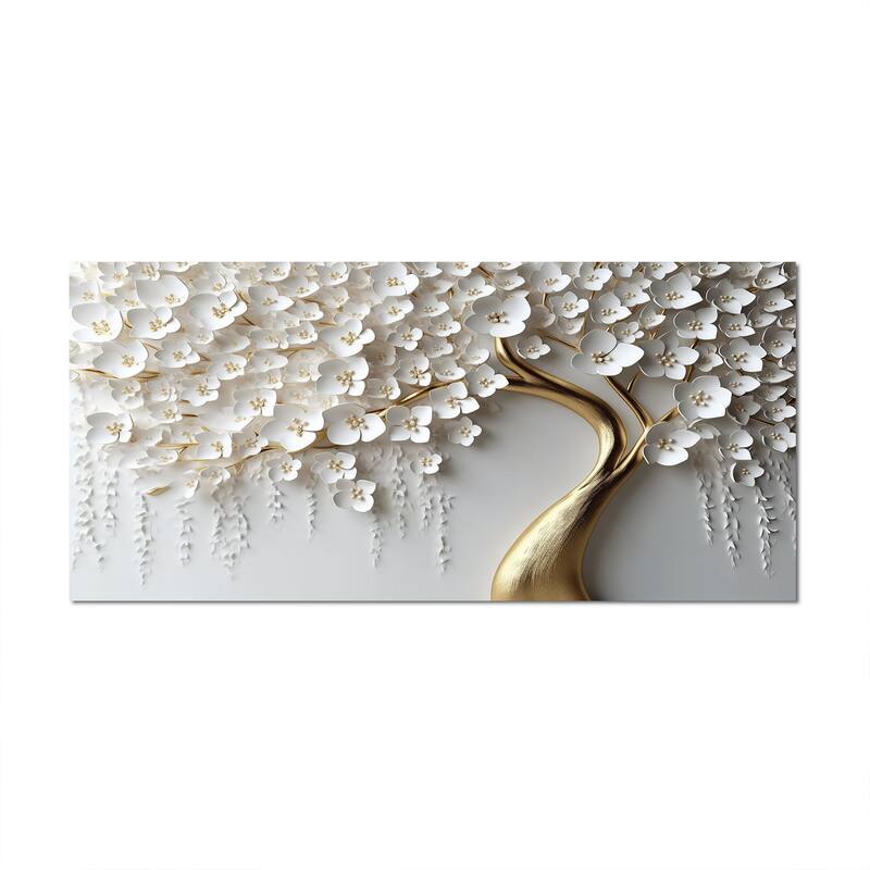 Designart "White Orchid Tree Garden Of Branches Iv" Tree Floral Canvas Art Print