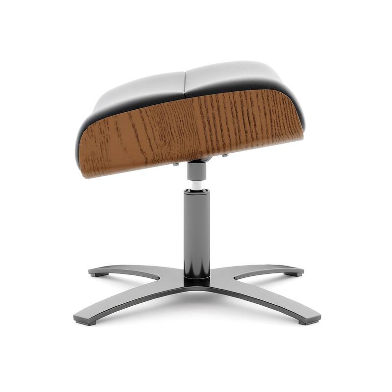 Jovan 20.5" Mid-Century Modern Genuine Leather Footstool Ottoman