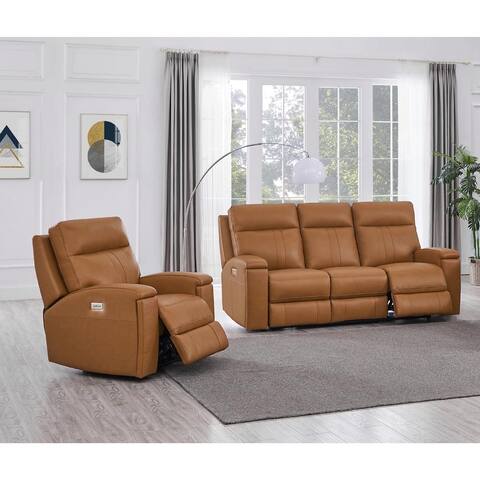 Hydeline Venice Zero Gravity Power Recline and Headrest Top Grain Leather Sofa and Recliner with Built in USB Ports/Cup Holder