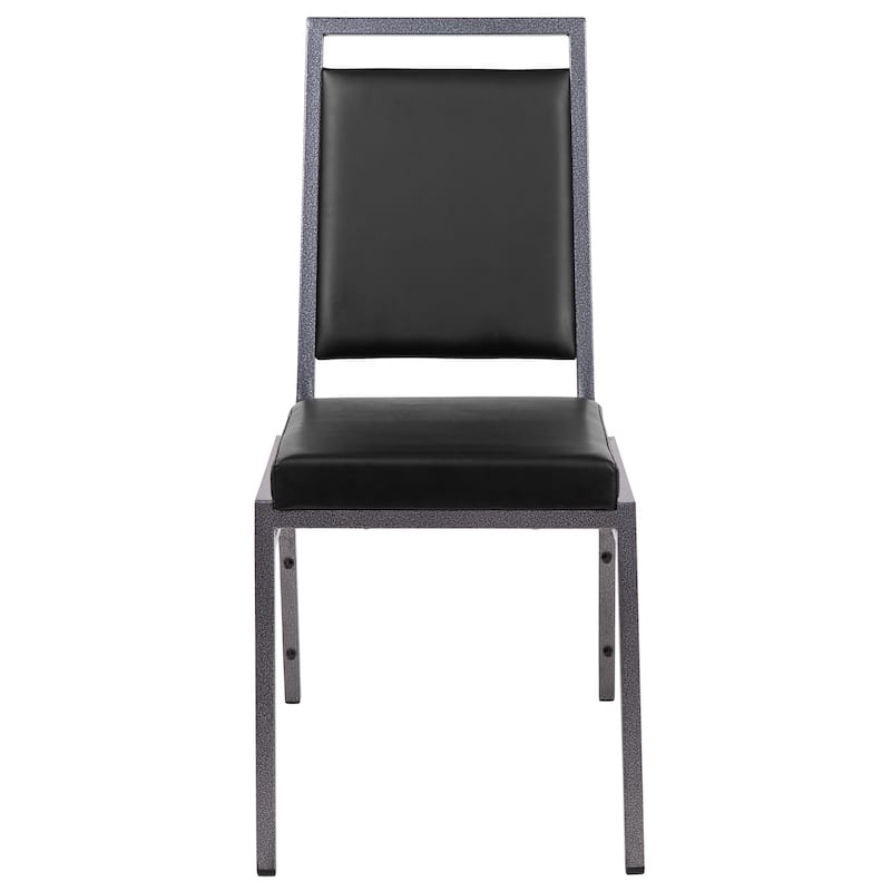 2 Pack Square Back Stacking Banquet Chair with Silvervein Frame