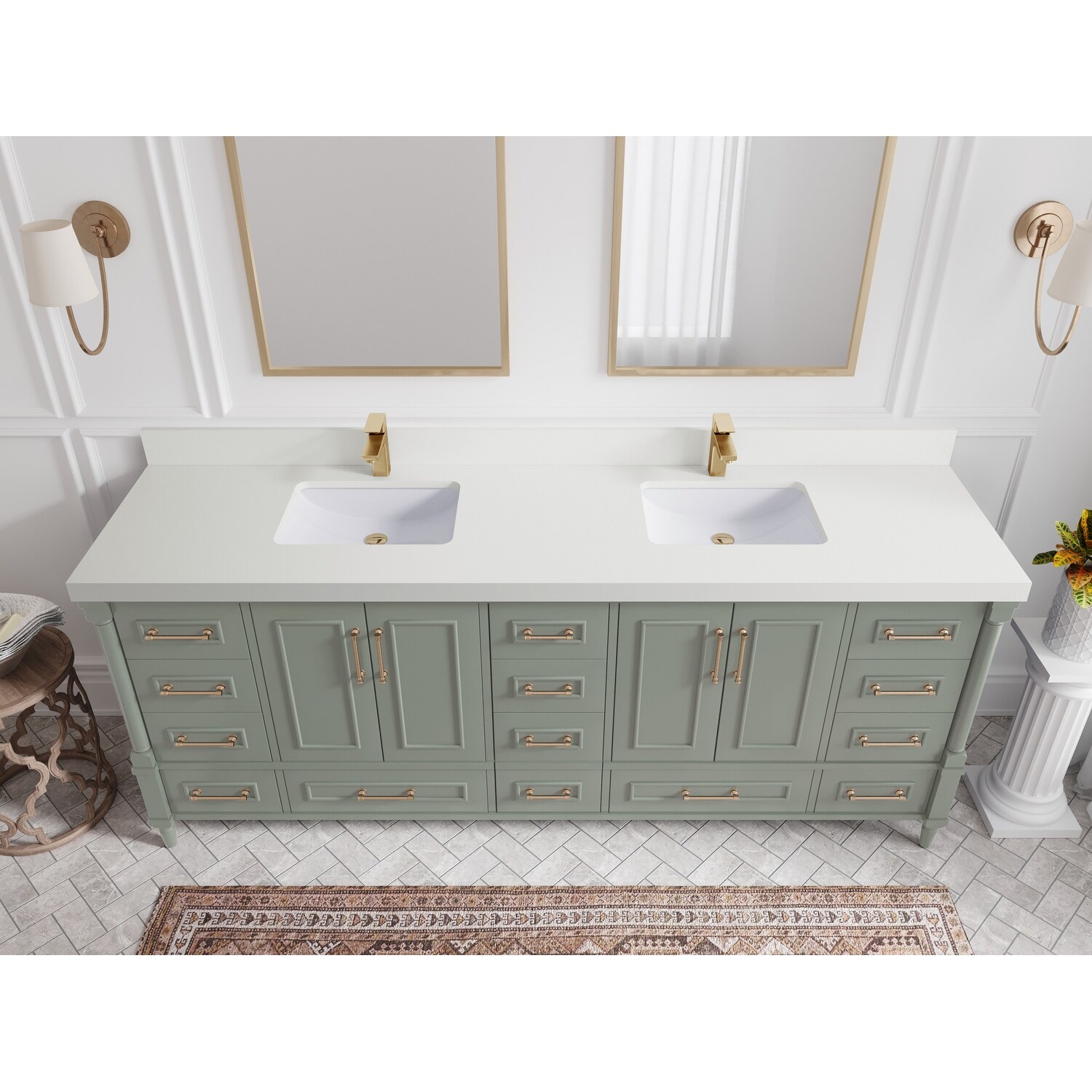 Willow Collections 84 in. W x 22 in. D Aberdeen Double Bowl Sink Bathroom Vanity with Countertop
