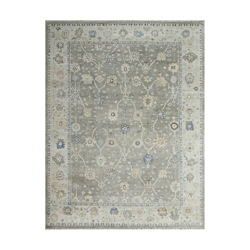 LoomBloom Multi Size Gray Hand Knotted Wool Oushak Rug