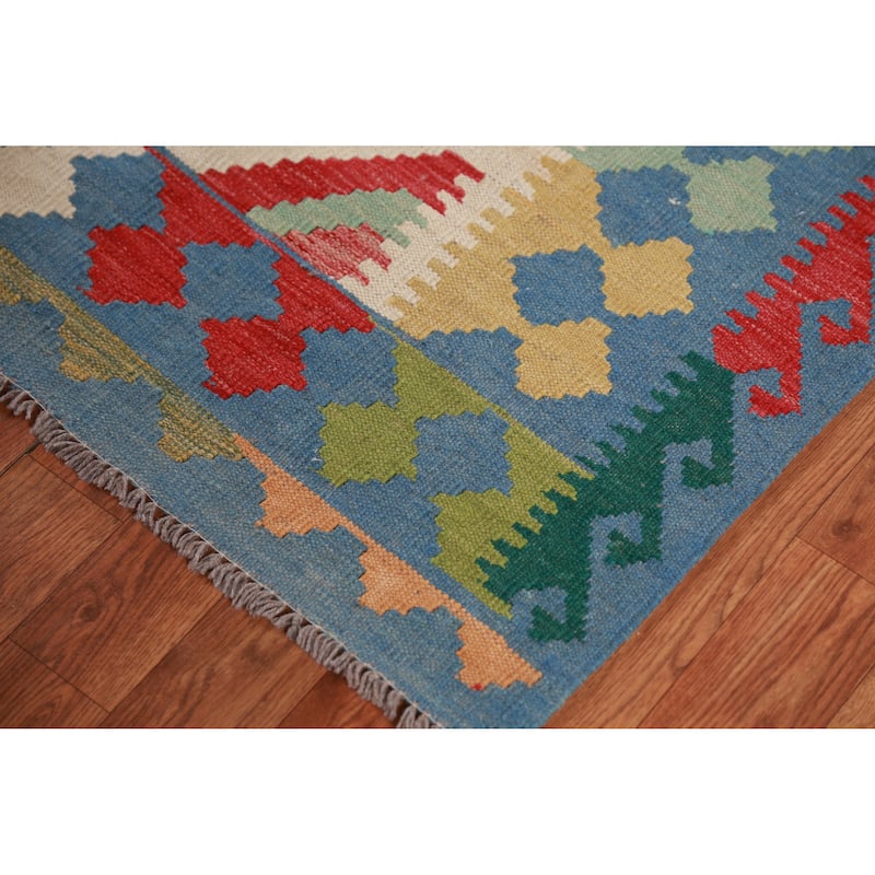 Kilim Oriental Area Rug Flatweave Wool Carpet - 5'11" x 8'3"
