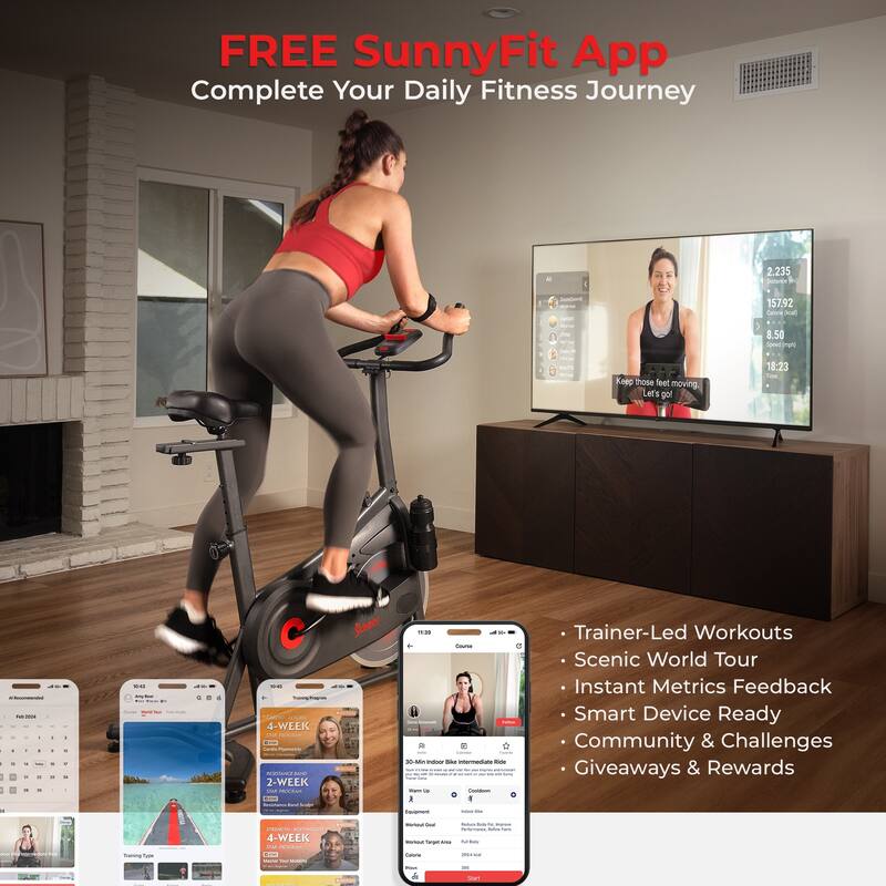 Sunny Health & Fitness ACTIVE 100 Smart Magnetic Cycling Exercise Bike - SF-B124066