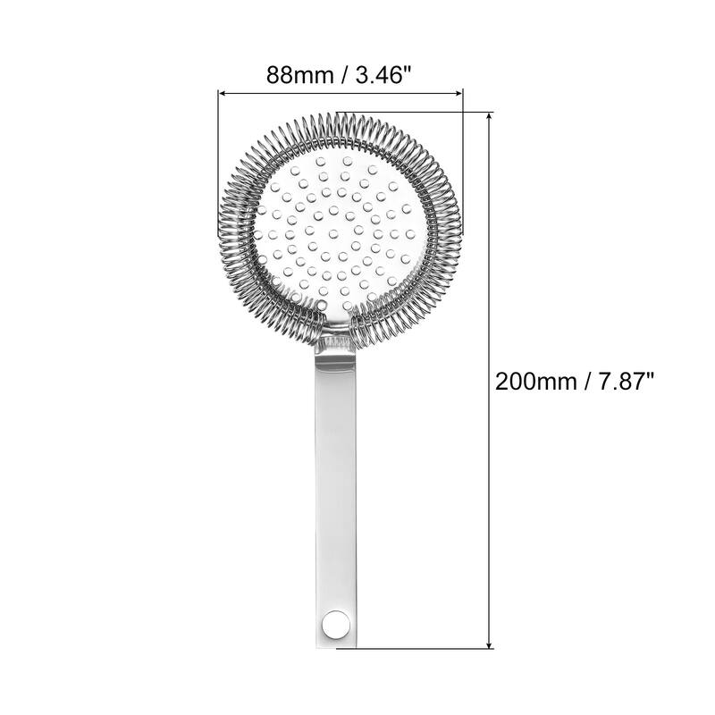 Cocktail Strainer, 1pcs Stainless Steel Bar Strainer for Drinks, 200mm - Silver - Silver