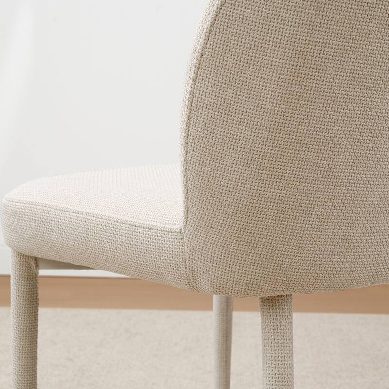 Fully Upholstered Textured Fabric Dining Chairs with Fabric-Wrapped Legs (Set of 4)