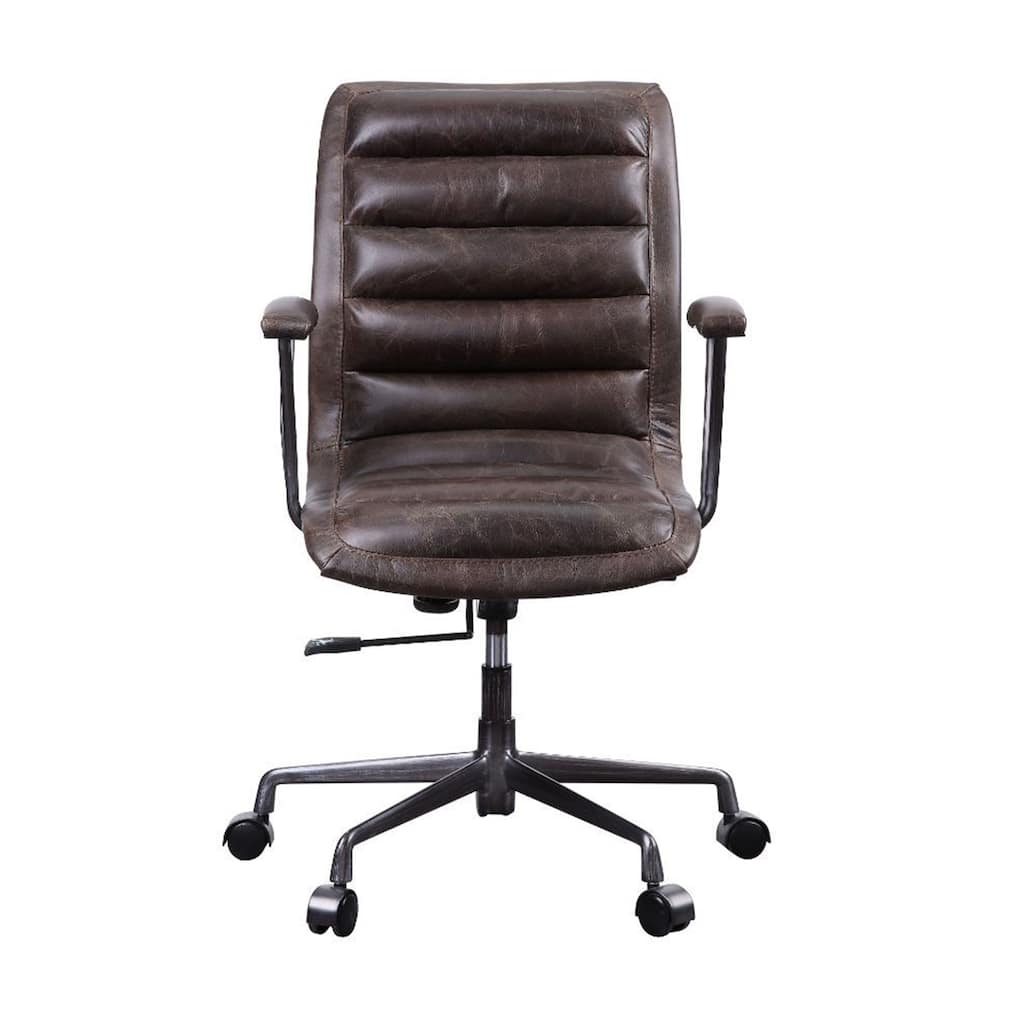 Top Grain Leather Office Chair in Distress Chocolate Finish
