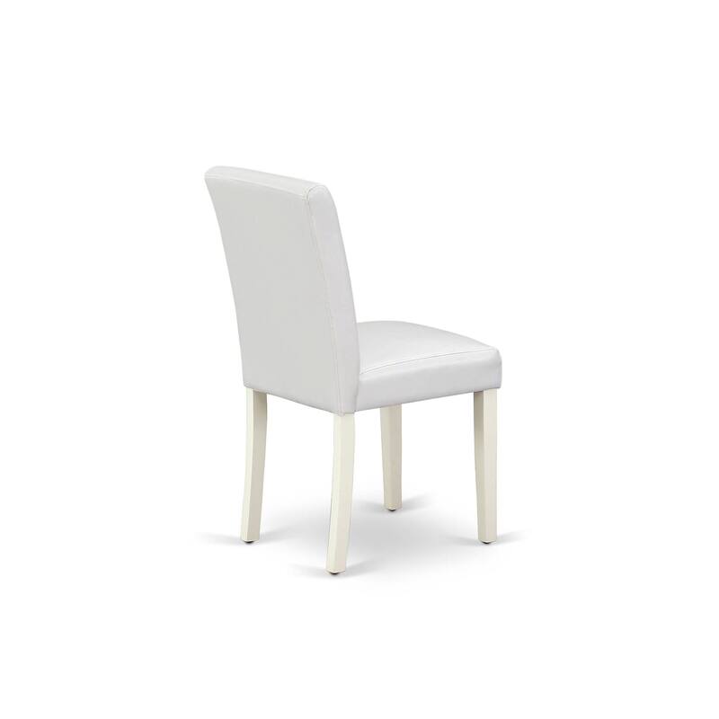 East West Furniture Dining Table Set- a Wooden Table and White Faux Leather Upholstered Chairs, Linen White(Pieces Options)