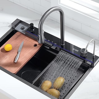 Lefton 304 Stainless Steel Waterfall Kitchen Sink Set with Pull-down Faucet KS2206 (Series)