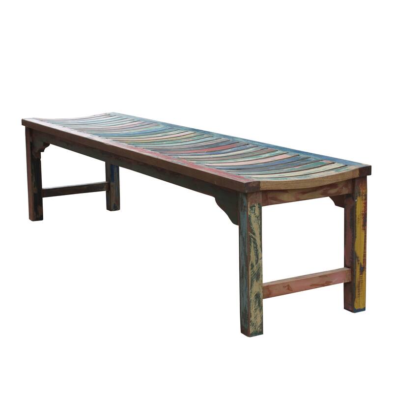 Chic Teak Backless Dining Bench made from Recycled Teak Wood Boats, 6 foot