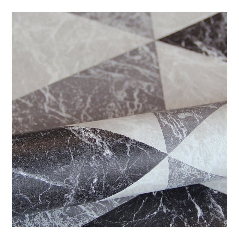 Origin Rizzo Black Geometric Stone Wallpaper - 20.5 x 396 x 0.025